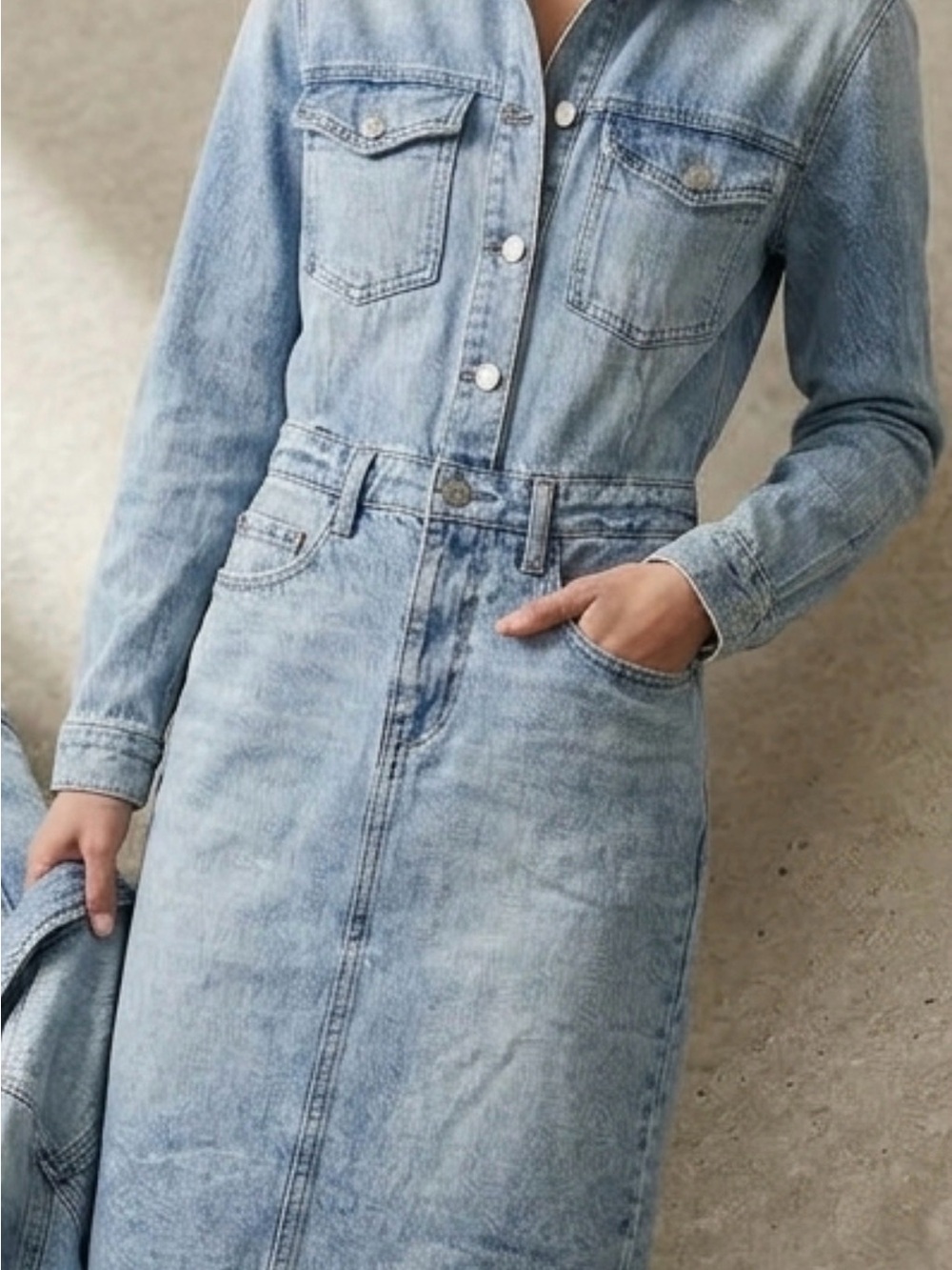 PISTOLA Light Blue Denim Maxi Skirt Overall Dress. NWOT